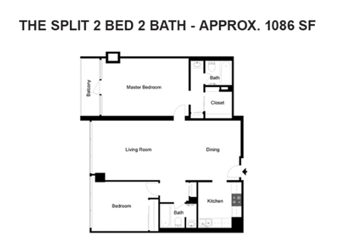 Floor plan for 2 beds, 2 baths, 1440 sqft